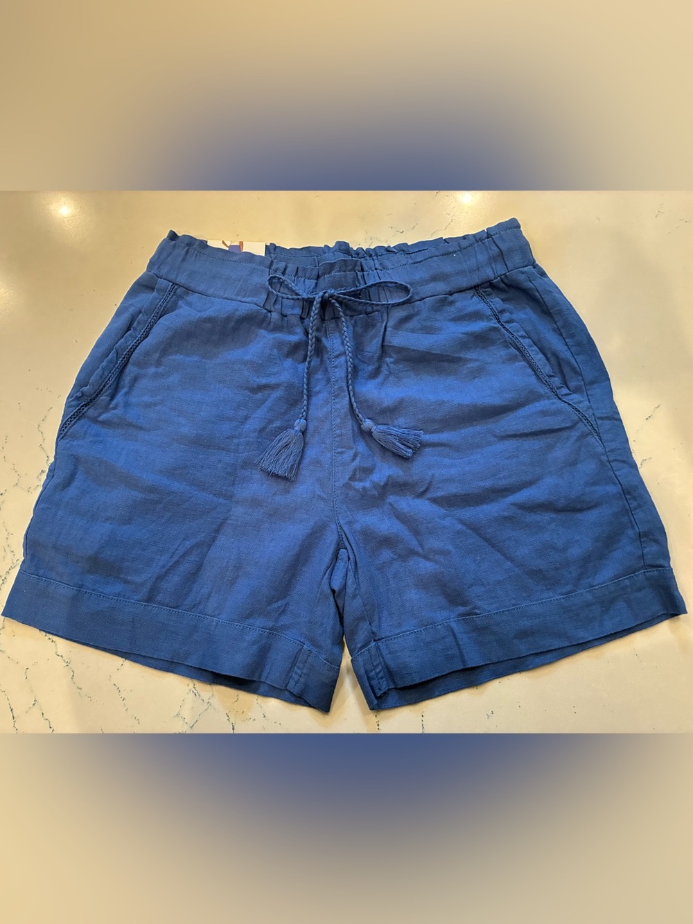 NWT Briggs New York Royal Blue Drawstring Linen-Blend Shorts Size Small